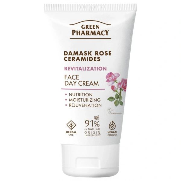 GREEN PHARMACY Róża Damasceńska + Ceramidy Rewitalizujący Krem na dzień 50 ml