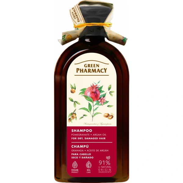GREEN PHARMACY Szampon do włosów suchych i zniszczonych Granat i Olej arganowy 350 ml