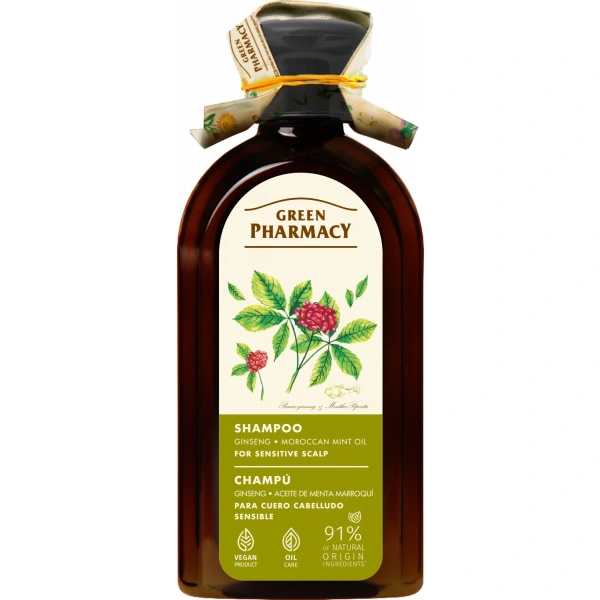 GREEN PHARMACY Szampon do wrażliwej skóry głowy Żeń-szeń i Marokański olej miętowy 350 ml