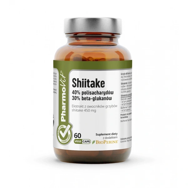Grzyby shiitake ekstrakt (450 mg) bezglutenowy 60 kapsułek - pharmovit (clean label)