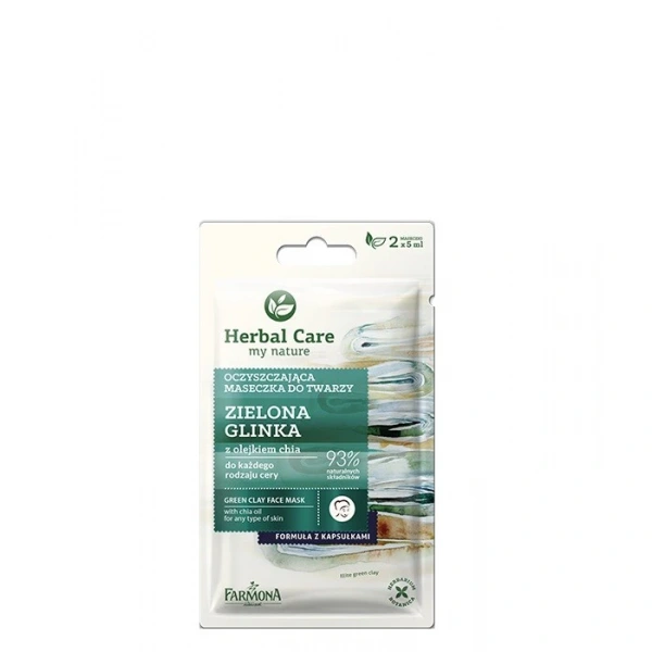 HERBAL CARE Maseczka oczyszczająca do twarzy Zielona Glinka 2 x 5 g