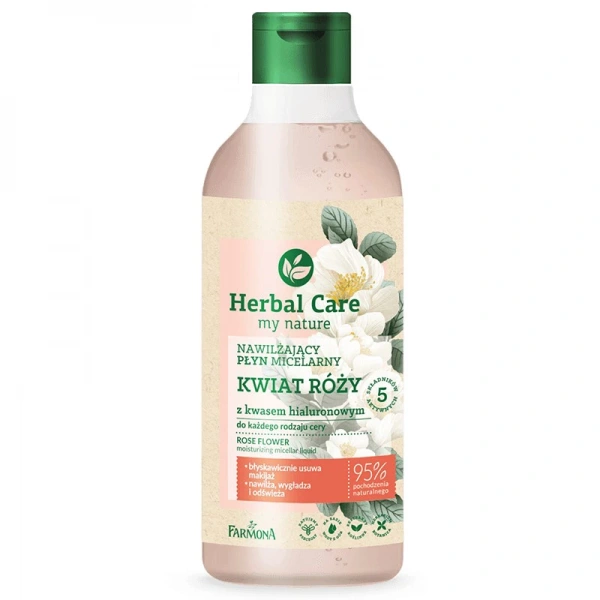 HERBAL CARE Nawilżający płyn micelarny Kwiat Róży z kwasem hialuronowym 400 ml