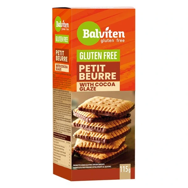 Herbatniki petit beurre z dodatkiem polewy kakaowej bezglutenowe 115 g - balviten