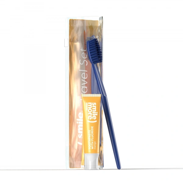 HISKIN Travel Set Zestaw podróżny Smile More (mini pasta+szczoteczka) - żółty