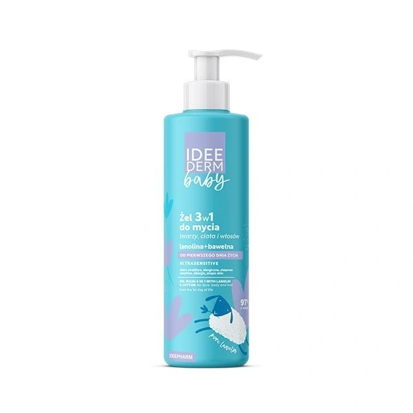 IDEE DERM Baby Żel 3w1 do mycia twarzy ciała i włosów 400 ml