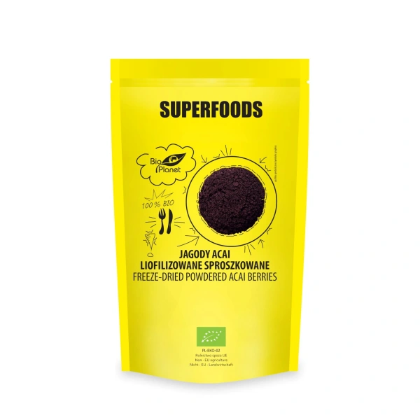 Jagody acai liofilizowane sproszkowane bio 100 g - bio planet