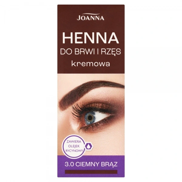 JOANNA Henna do brwi i rzęs kremowa nr 3.0 ciemny brąz