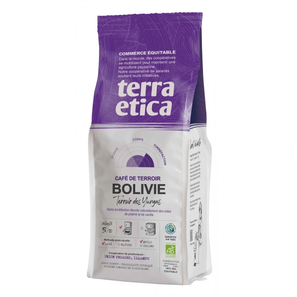 Kawa mielona arabica 100 % boliwia fair trade bio 250 g - terra etica