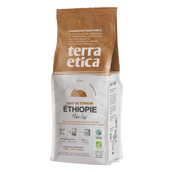 Kawa mielona arabica 100 % moka guji etiopia fair trade bio 250 g - terra etica