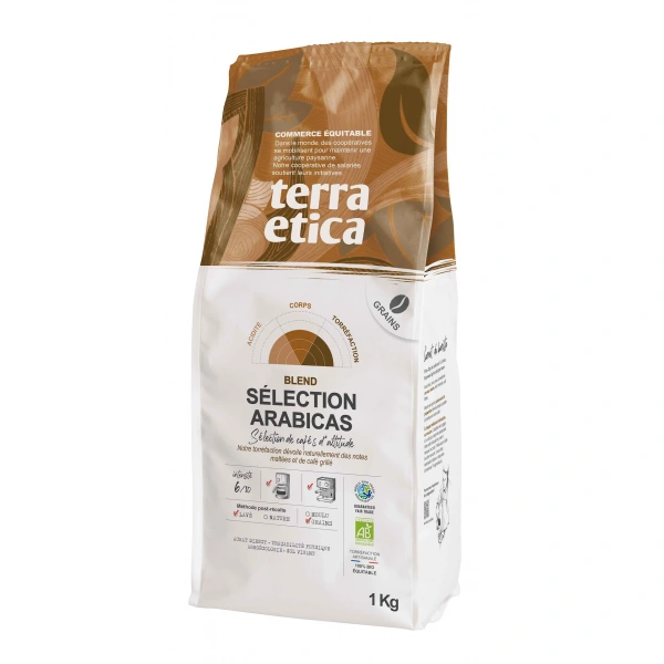 Kawa ziarnista arabica 100 % selection fair trade bio 1 kg - terra etica