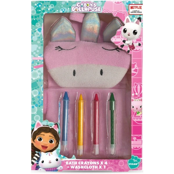 KIDS Kredki  kąpielowe -  4 sztuki - Gabi Koci Domek + myjka