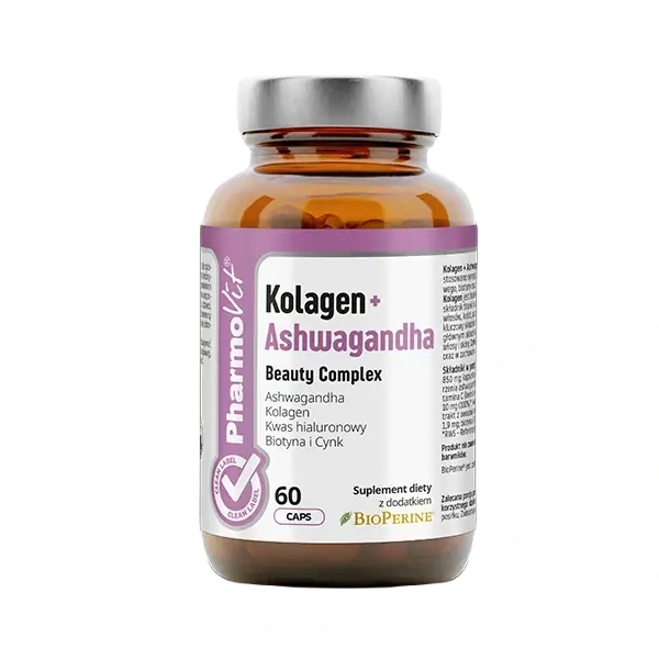 Kolagen + ashwagandha beauty complex bezglutenowe 60 kapsułek - pharmovit