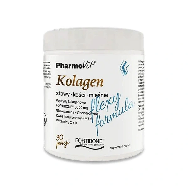 Kolagen o smaku bananowym flexy formula bezglutenowy 196 g - pharmovit