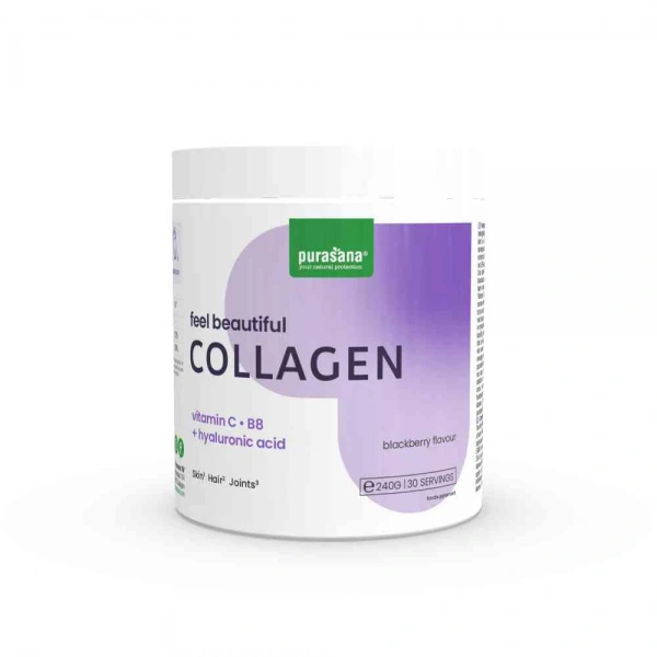 Kolagen o smaku jeżynowym feel beautiful bezglutenowy 240 g - purasana