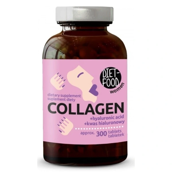 Kolagen z kwasem hialuronowym 300 tabletek - diet-food