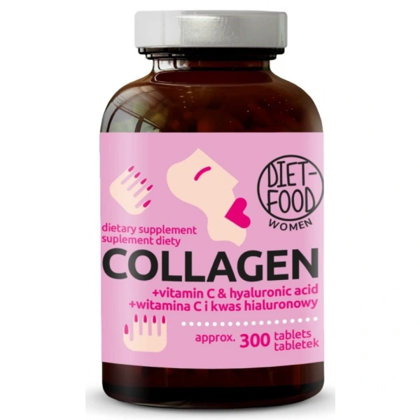 Kolagen z kwasem hialuronowym i witaminą c 300 tabletek - diet-food