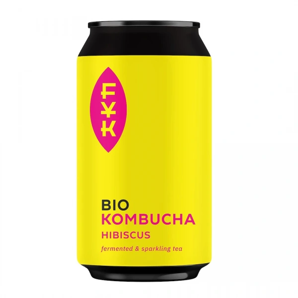 Kombucha herbata czarna z hibiskusem bezglutenowa bio 330 ml - forever young kombucha