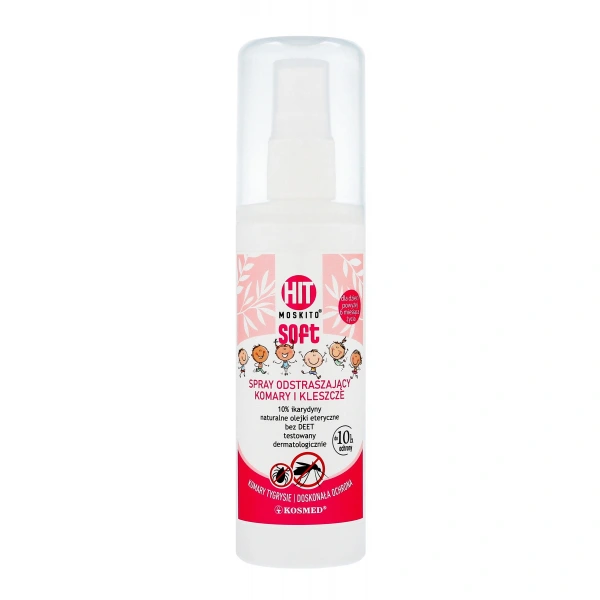 KOSMED Hit Moskito Soft Spray odstraszający komary i kleszcze z ikarydyną (10%) bez DEET 80 ml