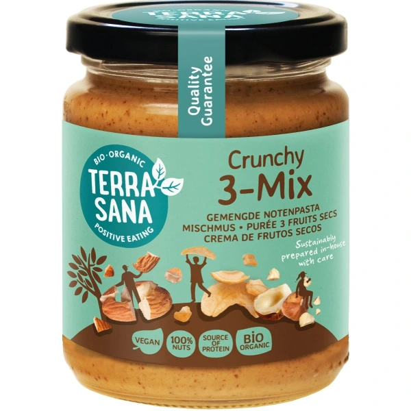 Krem orzechowy crunchy mix (3 orzechy) bio 250 g - terrasana