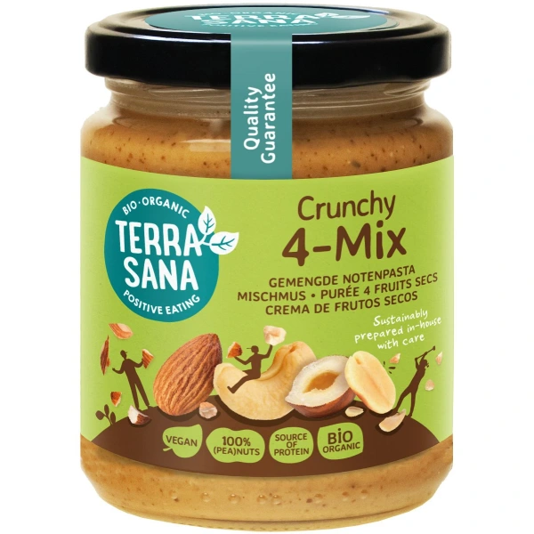 Krem orzechowy crunchy mix (4 orzechy) bio 250 g - terrasana