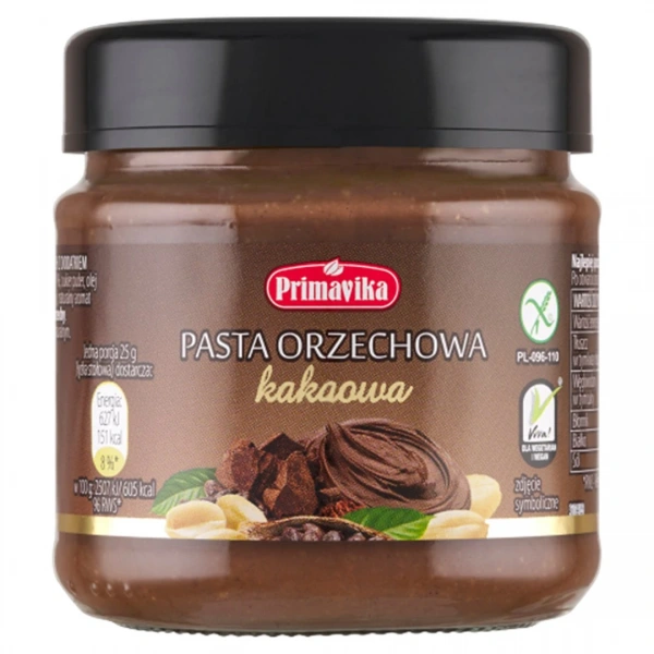 Krem z orzeszków ziemnych i kakao bezglutenowy 190 g - primavika