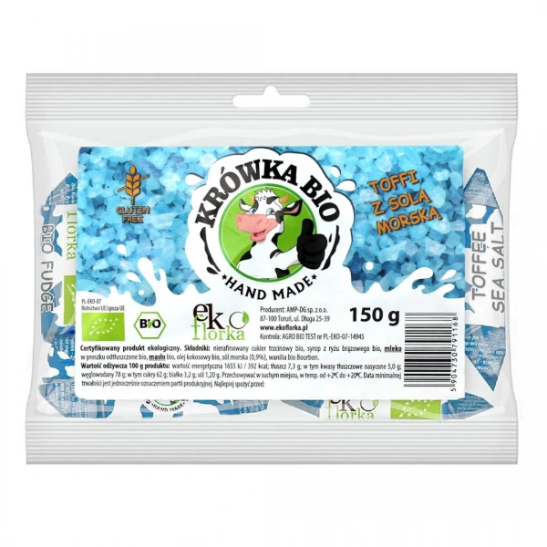 Krówki z solą morską bezglutenowe bio 150 g - ekoflorka