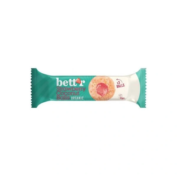 Kulki kokosowe z nadzieniem truskawkowym bezglutenowe bio (3 x 15 g) 45 g - bett'r