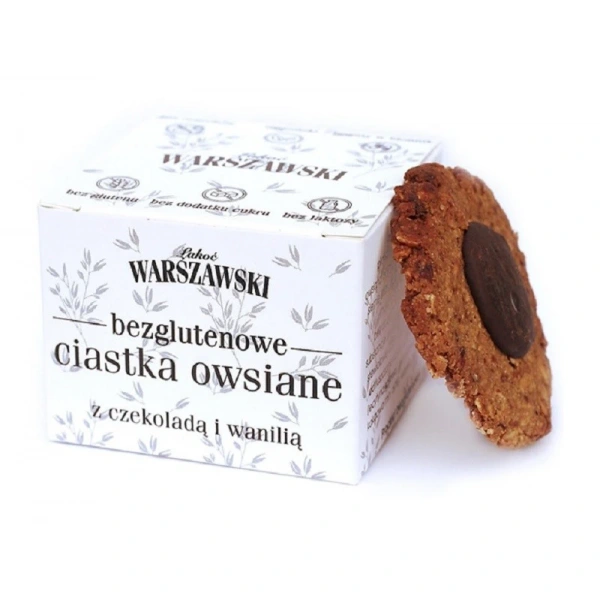 Łakoć warszawski ciastka owsiane z czekoladą i wanilią bezglutenowe 150 g