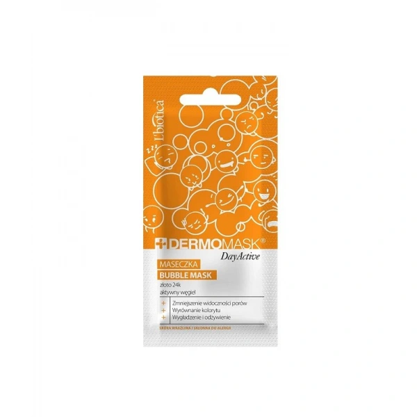 L`BIOTICA Dermomask Day Active Maseczka bąbelkowa na twarz - złoto 24k & aktywny węgiel 10ml
