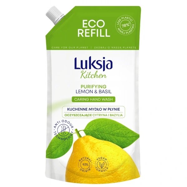 Luksja Kitchen Kuchenne Oczyszczające Mydło w płynie Cytryna i Bazylia 400ml - zapas