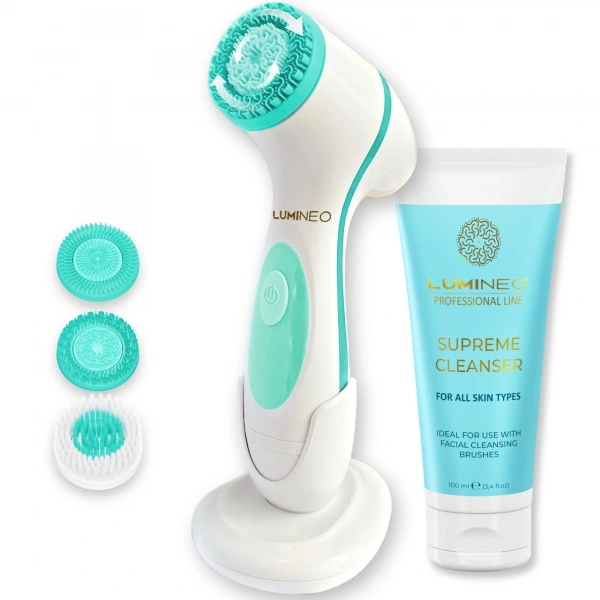 LUMINEO Professional Line Szczoteczka do twarzy Brush turkusowa + Żel oczyszczajacy Lumineo do wszystkich typów cery 100 ml
