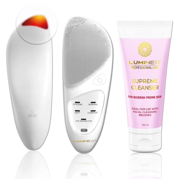 LUMINEO Professional Line Szczoteczka do twarzy Sonic Thermo Brush + Żel Lumineo do skóry problematycznej i trądzikowej