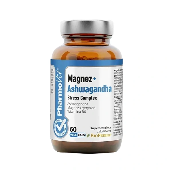 Magnez + ashwagandha stress complex bezglutenowe 60 kapsułek - pharmovit