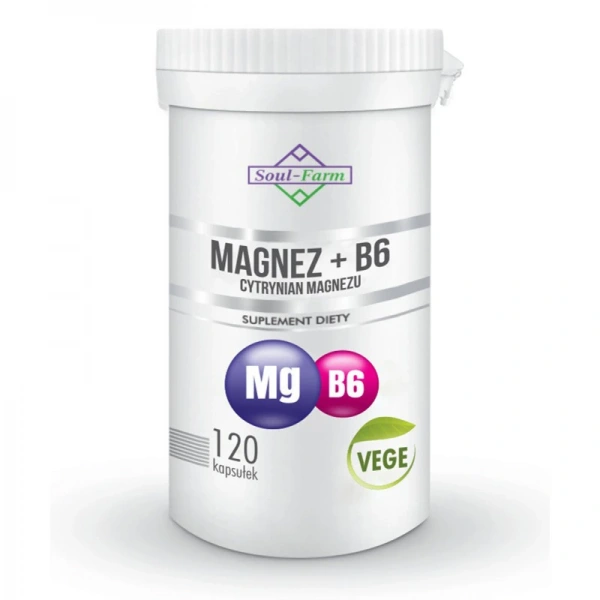 Magnez + witamina b6 120 kapsułek - soul farm
