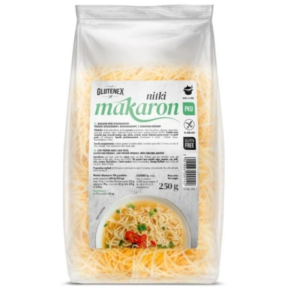 Makaron nitki niskobiałkowy bezglutenowy 250 g - glutenex