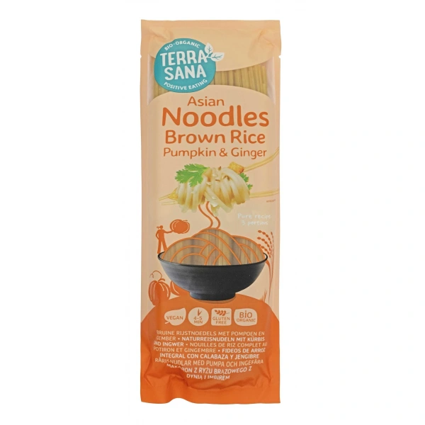 Makaron (ryżowy razowy z dynią i imbirem) noodle spaghetti bezglutenowy bio 250 g - terrasana