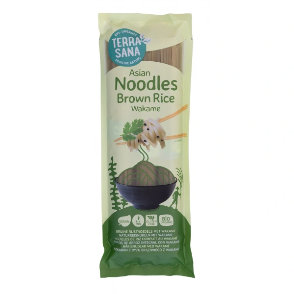 Makaron (ryżowy razowy z wakame) noodle spaghetti bezglutenowy bio 250 g - terrasana