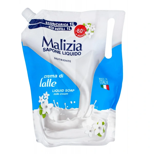 MALIZIA Mydło w płynie Cream di Latte Mleczna pianka - zapas 1000 ml
