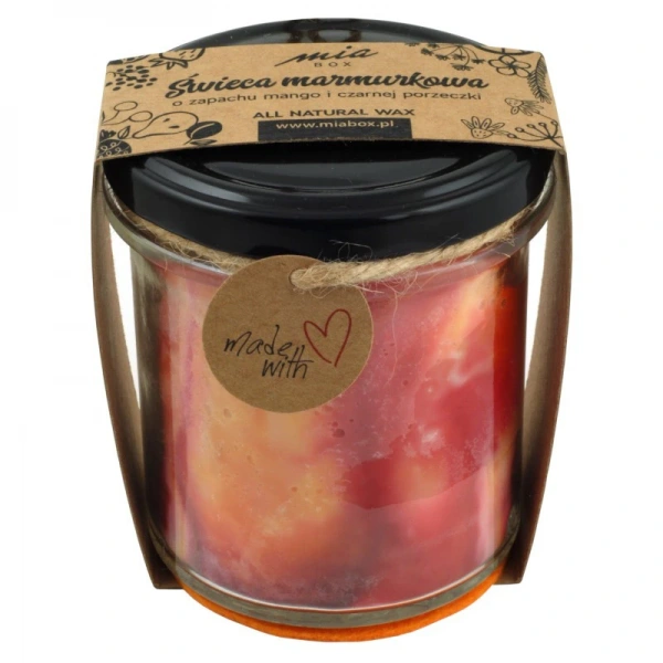 MIA BOX Świeca sojowa marmurkowa o zapachu Mango i Czarnej Porzeczki 240g
