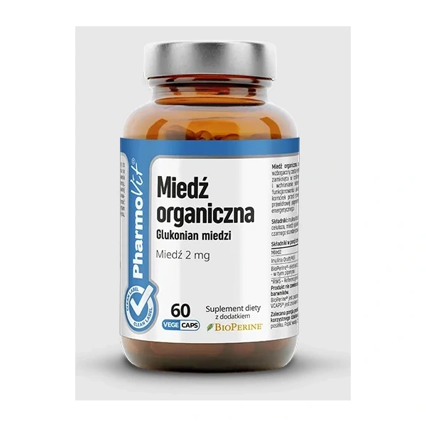 Miedź organiczna (2 mg) bezglutenowa 60 kapsułek - pharmovit