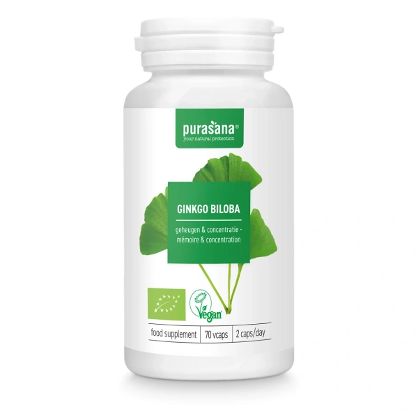 Miłorząb japoński (ginkgo biloba) bio (250 mg) 70 kapsułek - purasana
