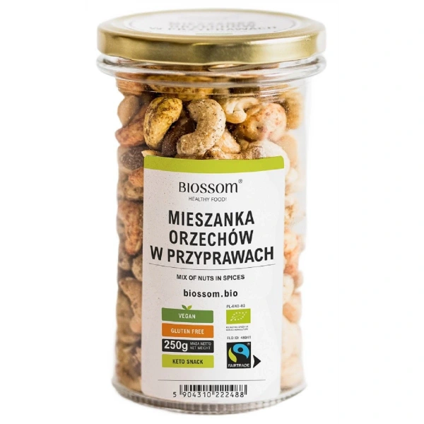 Mix orzechów w przyprawach fair trade bezglutenowe bio 250 g - biossom