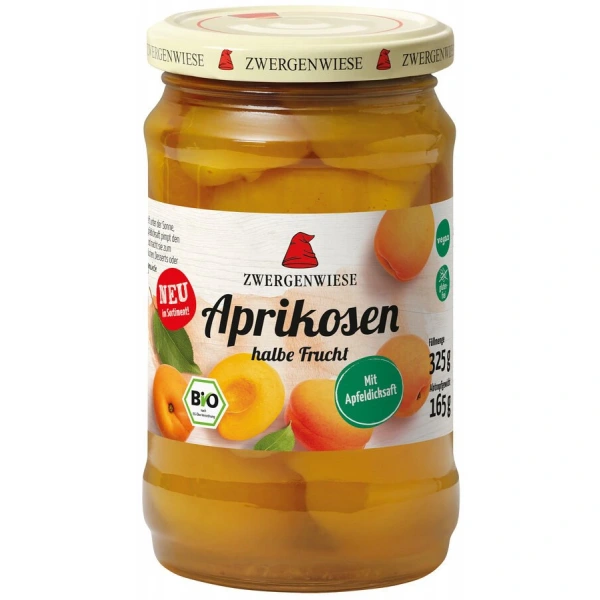 Morele połówki w lekkim syropie bezglutenowe bio 325 g (165 g) (słoik) - zwergenwiese
