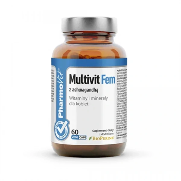 Multiwitamina (multivit fem z z ashwagandhą) dla kobiet bezglutenowa 60 kapsułek - pharmovit