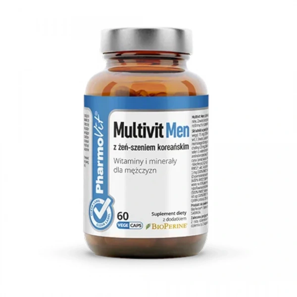 Multiwitamina (multivit men z żeń-szeniem koreańskim) dla mężczyzn bezglutenowa 60 kapsułek - pharmovit
