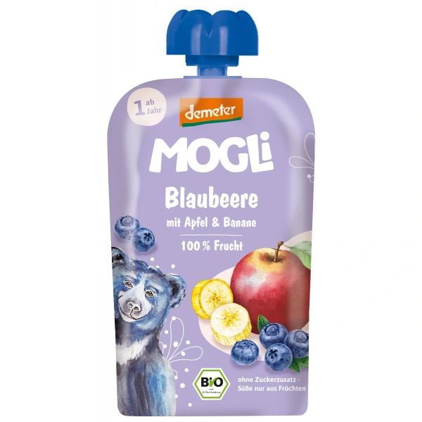 Mus jabłko - banan - borówka bez dodatku cukrów od 1 roku demeter bio 100 g - mogli