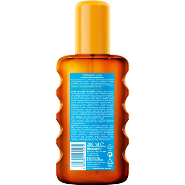 NIVEA SUN Protect & Bronze Olejek do opalania aktywujący naturalną opaleniznę w sprayu SPF30 200 ml