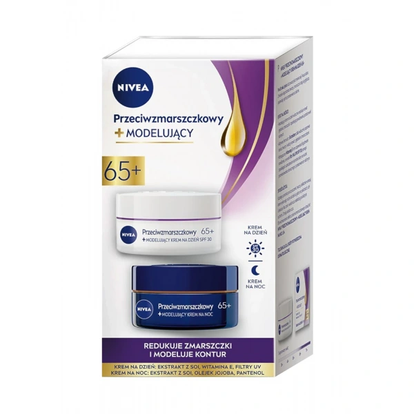NIVEA Zestaw DUO Modelujący krem przeciwzmarszczkowy 65+ (krem na dzień 50 ml + krem na noc 50 ml)