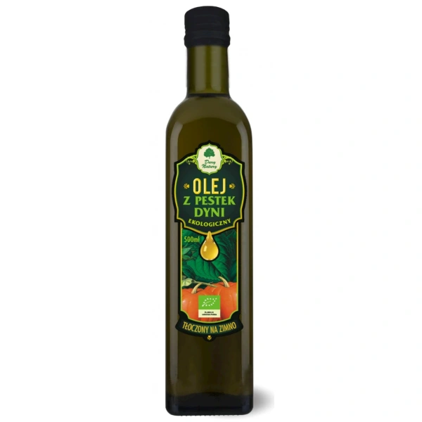 Olej z pestek dyni tłoczony na zimno bio 500 ml - dary natury