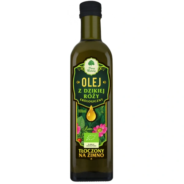 Olej z pestek dzikiej róży tłoczony na zimno bio 100 ml - dary natury